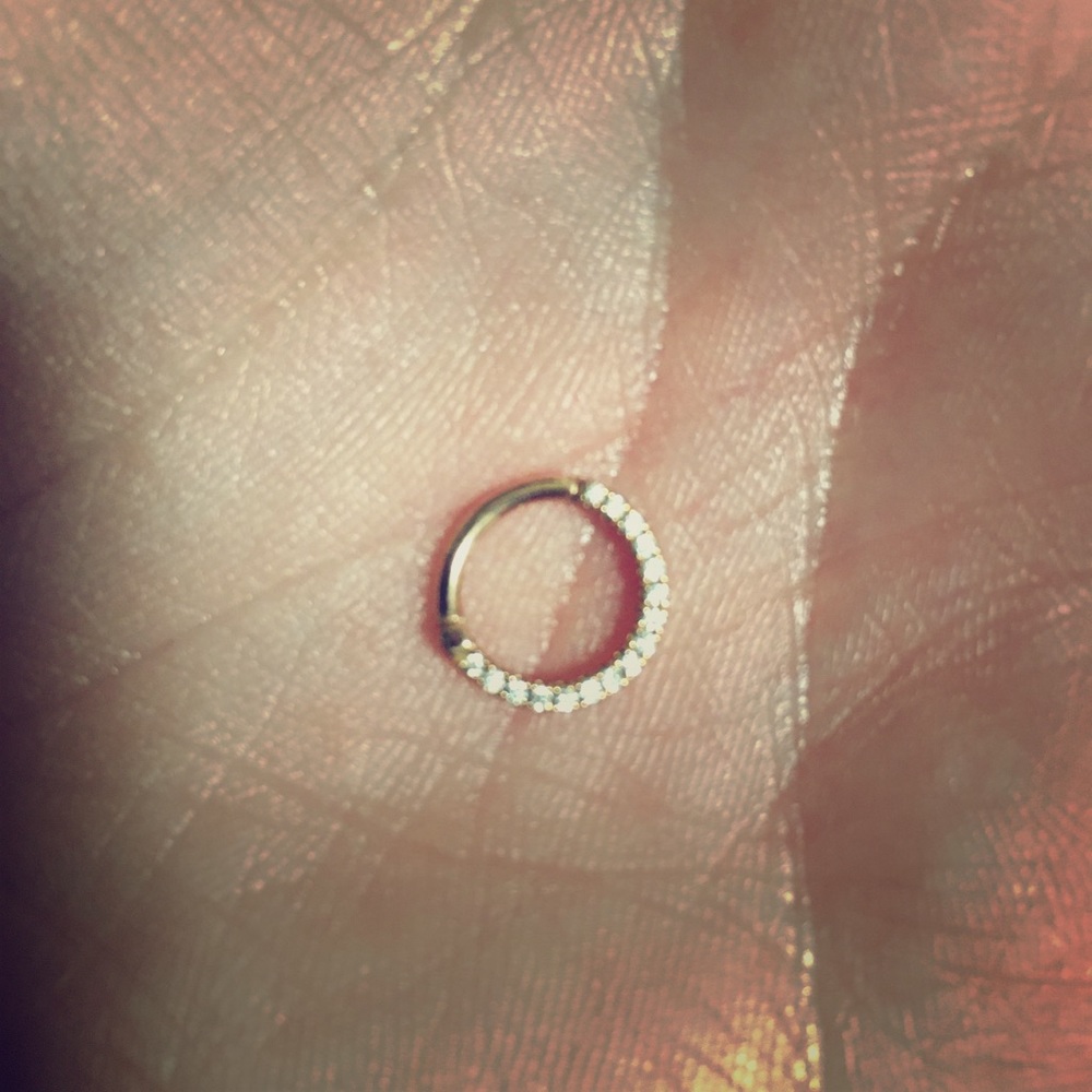 Rose gold and diamond daith ring